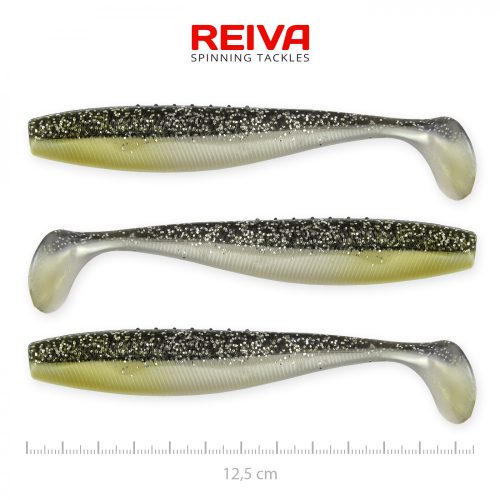 Flat Minnow Shad 12,5Cm 3Db/Cs (Fekete-Ezüst Flitter)