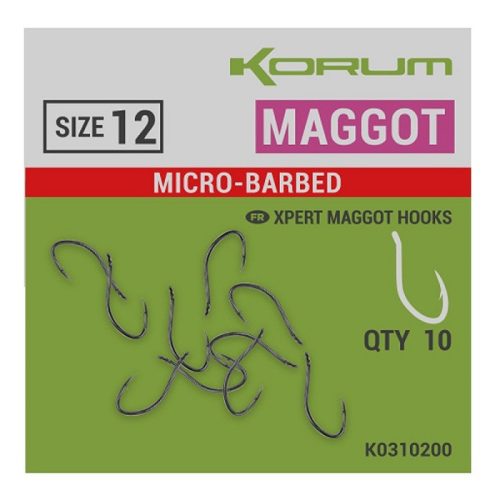 Korum XPERT MAGGOT  BARBED HOOKS - SIZE 12