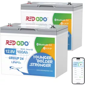   Redodo LiFePO4 12V 100Ah 1,28kWh Group24 BlueTooth akkumulátor